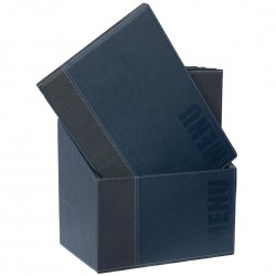 Securit Menuhoezen A4 Blauw Kunstleer met Opbergdoos (20 Stuks)