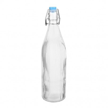 Olympia Geribbelde Schommeltop Waterflessen 1L (6 stuks) - Helder Glas