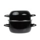 Olympia mosselpot 2400 ml – zwarte emaille pan met deksel