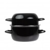 Olympia mosselpot 2400 ml – zwarte emaille pan met deksel