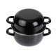 Olympia mosselpot 2400 ml – zwarte emaille pan met deksel