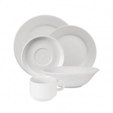 SPECIALE AANBIEDING: Olympia Athena Hotelware porseleinen serviesset, 5-delig wit (24 sets, 120 stuks)