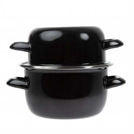 Olympia Mosselpan 800ml Email Zwart – Ovenbestendig Serveergerecht