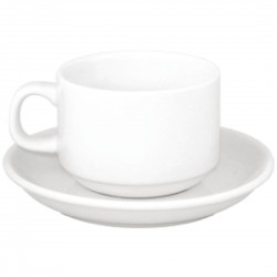 Athena Hotelware Stapelbare Theekoppen en Schotels - Olympia Porselein Wit (24 stuks) – SPECIALE AANBIEDING