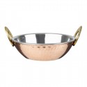 Olympia Koperen Kadai Schotel RVS met Messing Handvatten 660ml