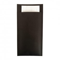 Europochette Royal bestekzakje met Double Point servet - Zwart (200 stuks)