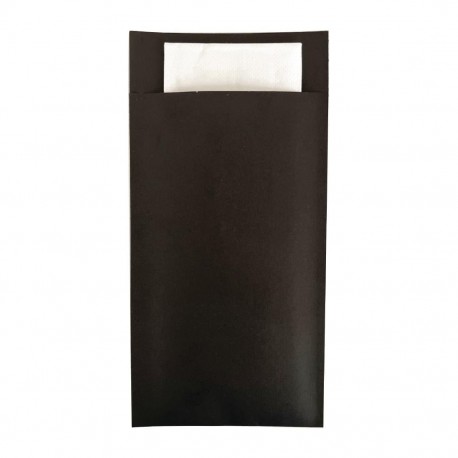 Europochette Royal bestekzakje met Double Point servet - Zwart (200 stuks)