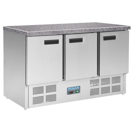 Polar gekoelde werkbank met marmeren werkblad 368ltr